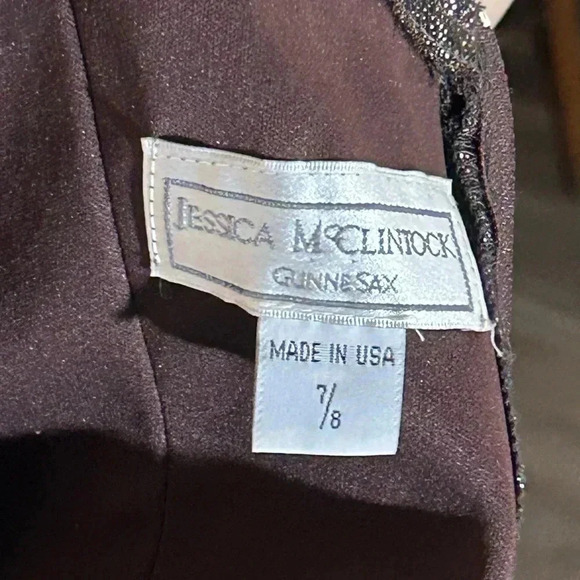 Gunne Sax Jessica McClintock Vintage Cocoa Metallic Shimmer Cocktail Size 7/8 - Picture 6 of 10